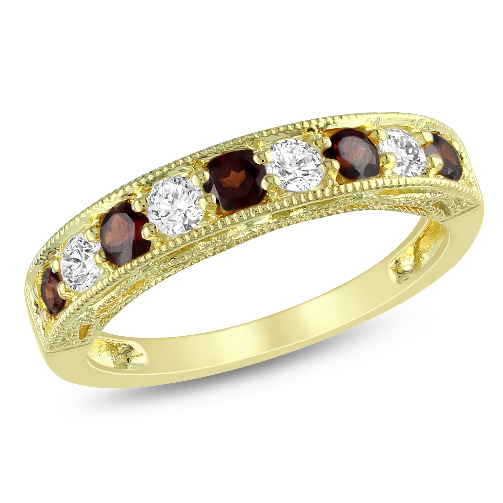 Amour 4/5 Carat T.G.W. Garnet Created White Sapphire Fashion Ring in Gold Plated Sterling Silver