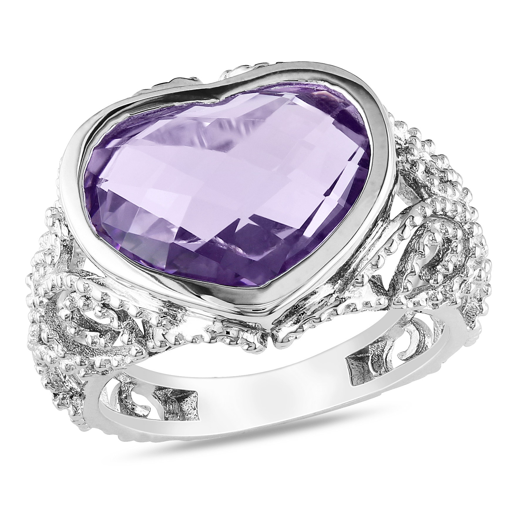 Amour 6 Carat T.G.W. Amethyst Fashion Ring in Sterling Silver