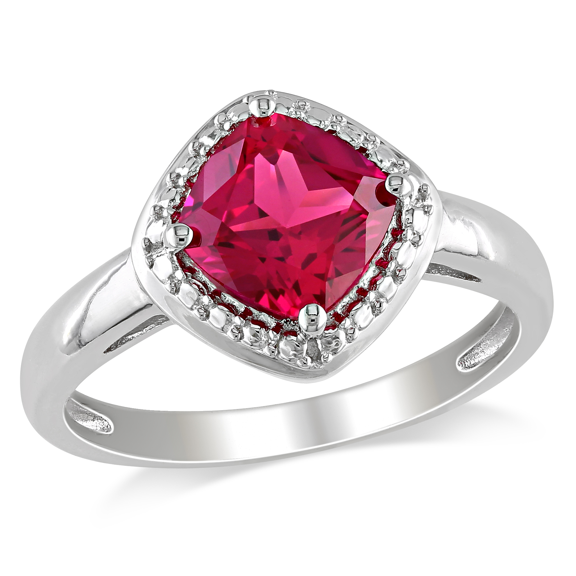 Amour 2 Carat T.G.W. Created Ruby Fashion Ring in Sterling Silver