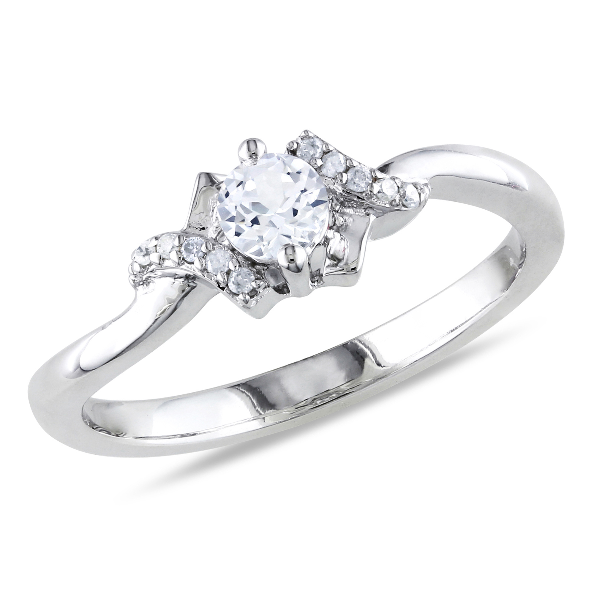 Amour 0.04 Carat T.W. Diamond and 1/3 Carat T.G.W. Created White Sapphire Fashion Ring in Sterling Silver GH I3