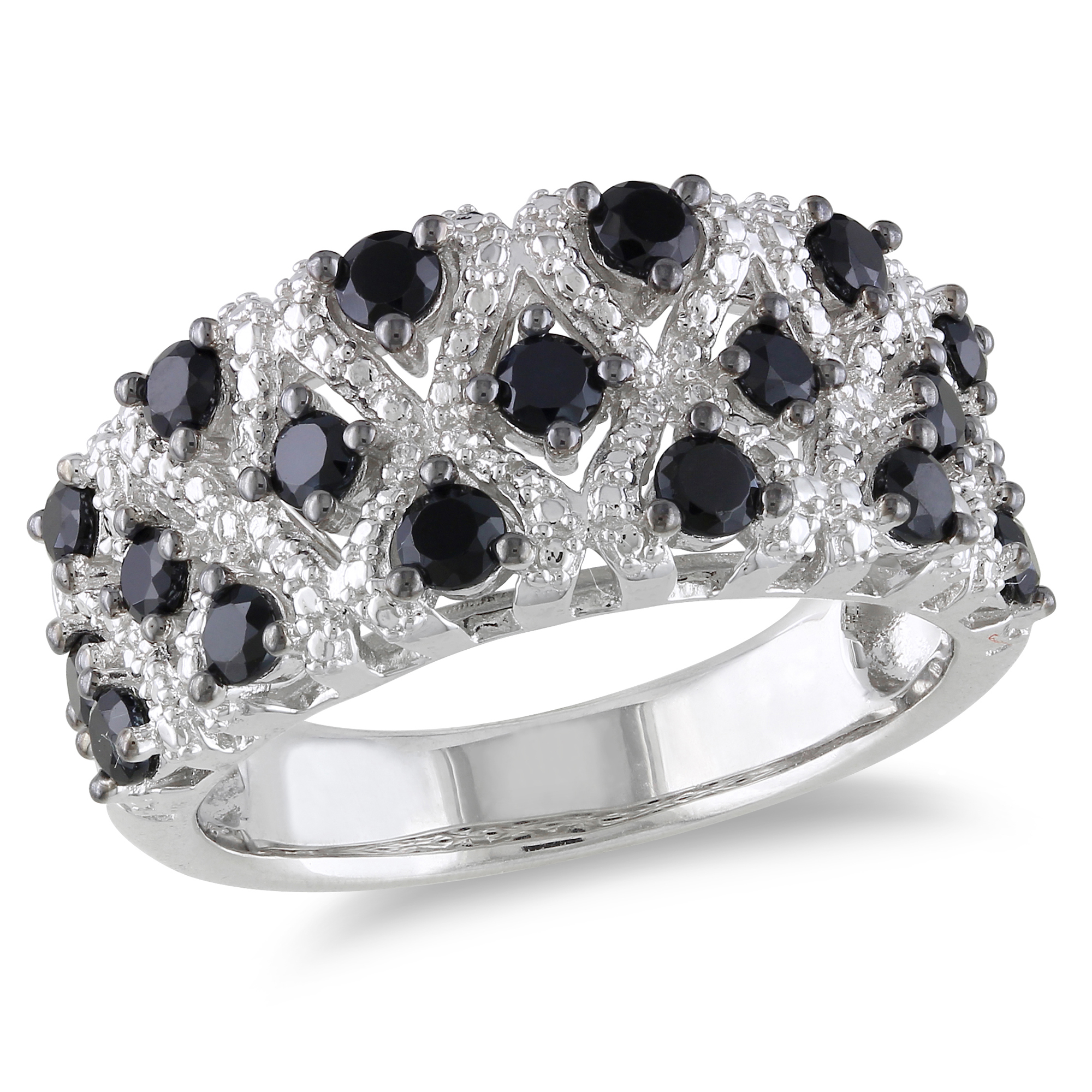 Amour 1 1/2 Carat T.G.W. Black Spinel Fashion Ring in Sterling Silver Black Plated