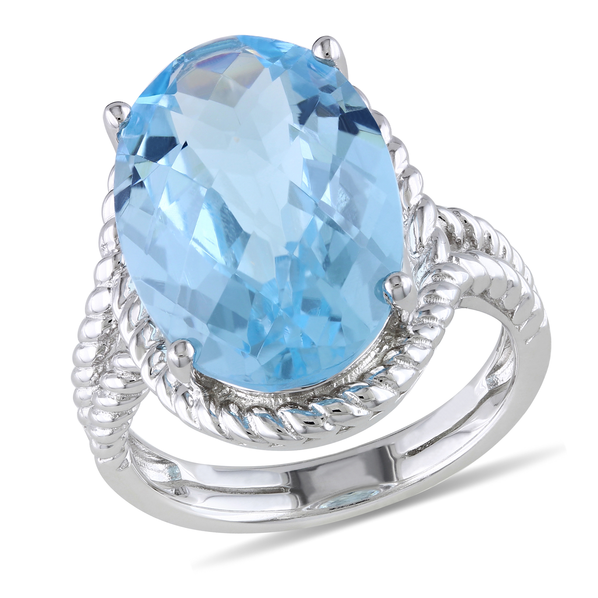 Amour 12 Carat T.G.W. Blue Topaz Fashion Ring in Sterling Silver