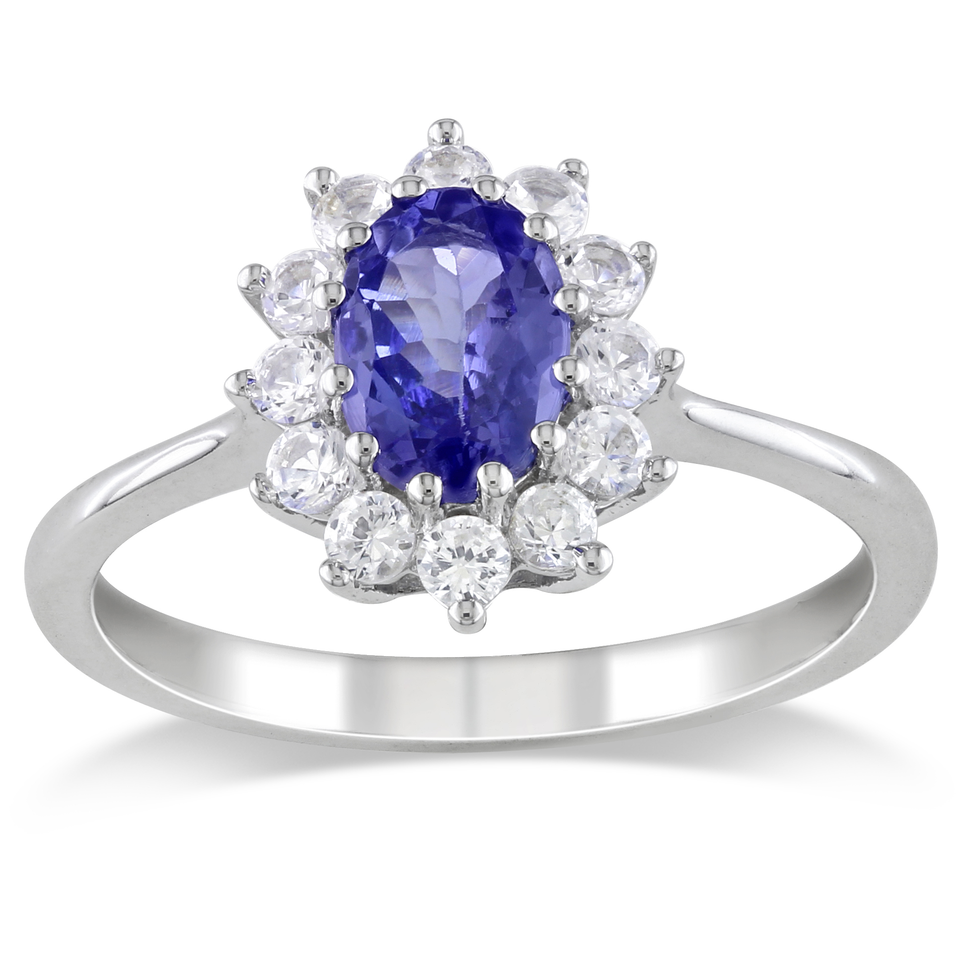 Amour 1 1/4 Carat T.G.W. Tanzanite Created White Sapphire Fashion Ring in Sterling Silver