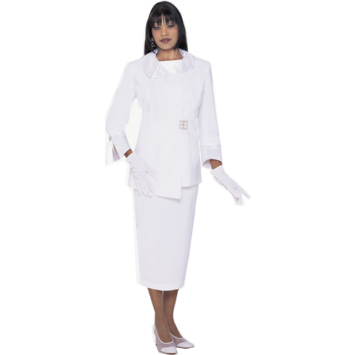 GMI By Divine Apparel Asymetric Collar Skirt Suit - Online Exclusive