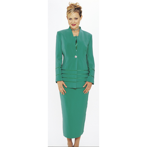 GMI By Divine Apparel Radiant Satin Banded Skirt Suit