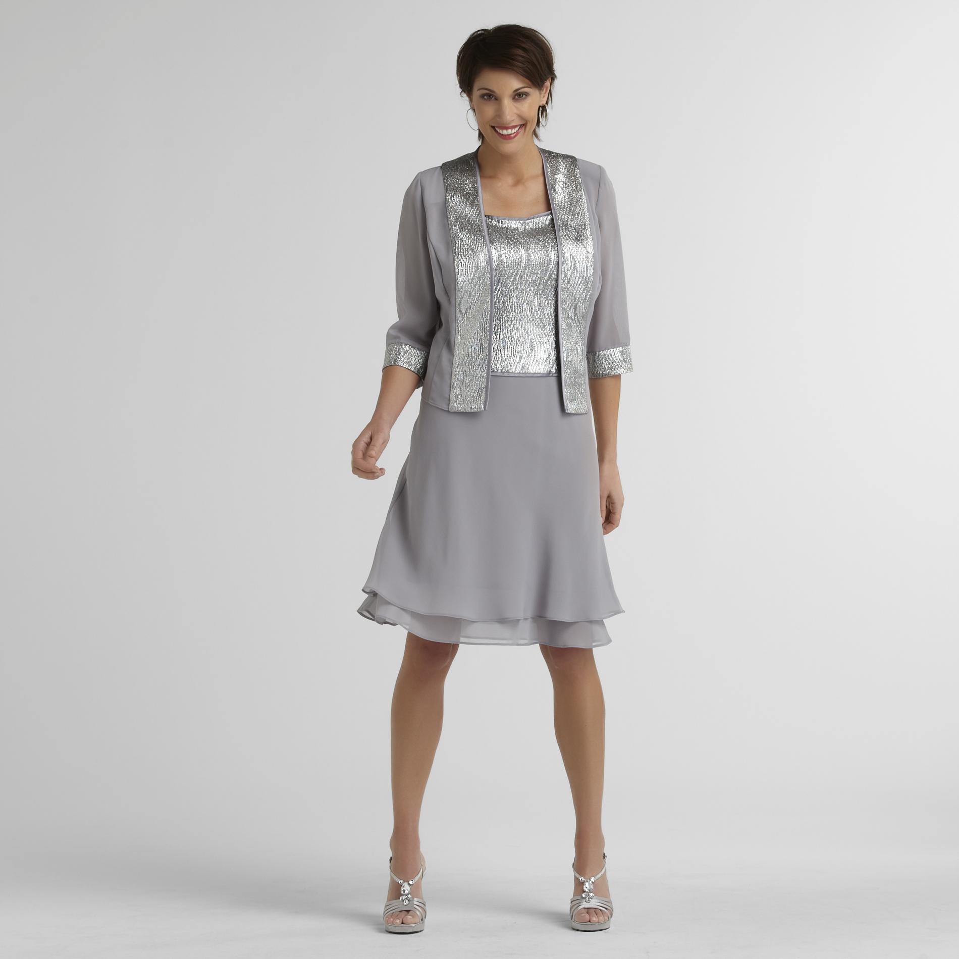Dana Kay Women's Silver-Trim Jacket Dress