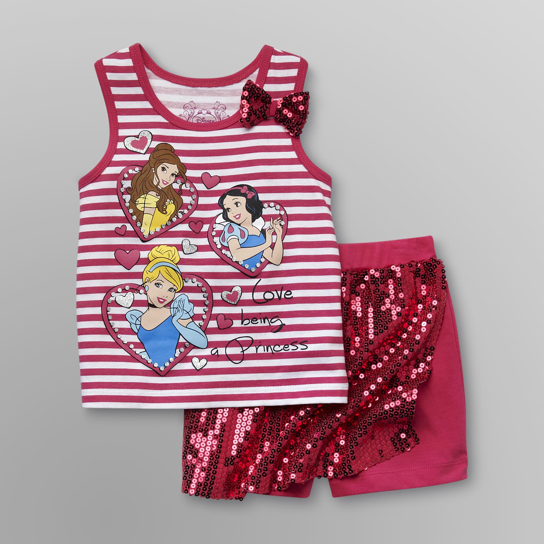 Disney Princess Toddler Girl's Tank Top & Sequin Shorts