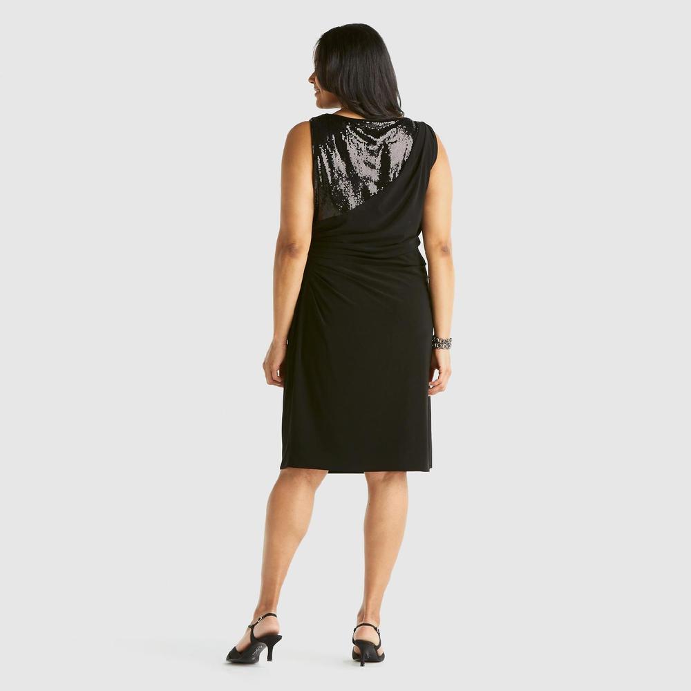 R & M Richards Women's Plus Sequin Wrap Dress