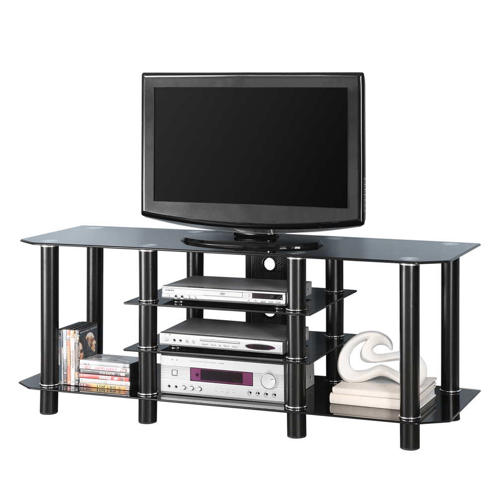 Walker Edison 60 in. Black Glass TV Stand - Home ...
