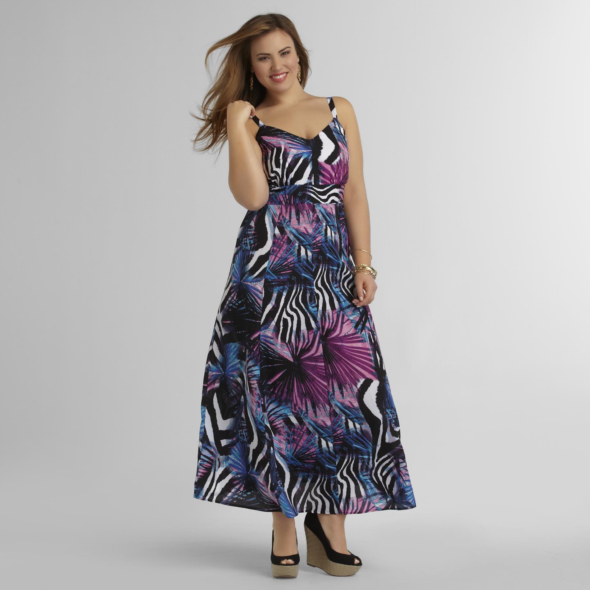 Love Your Style, Love Your Size Women's Plus Maxi Dress - Floral & Animal Print