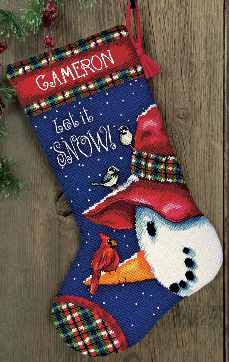 Dimensions Snowman Perch Stocking Needlepoint Kit 13"X20" Stitched In Wool & Thread