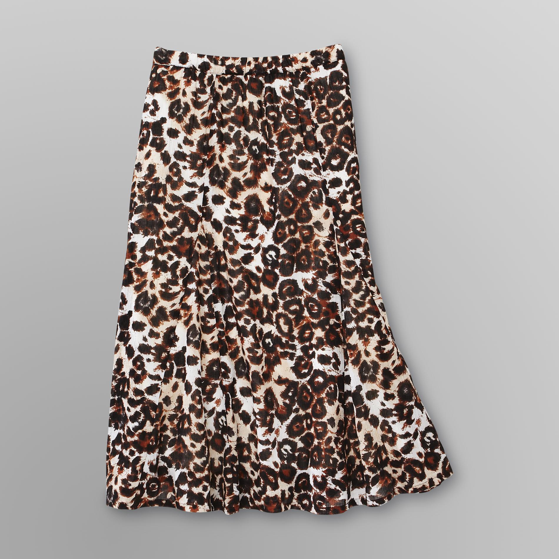 Jaclyn Smith Women's Crepe Skirt - Leopard Print