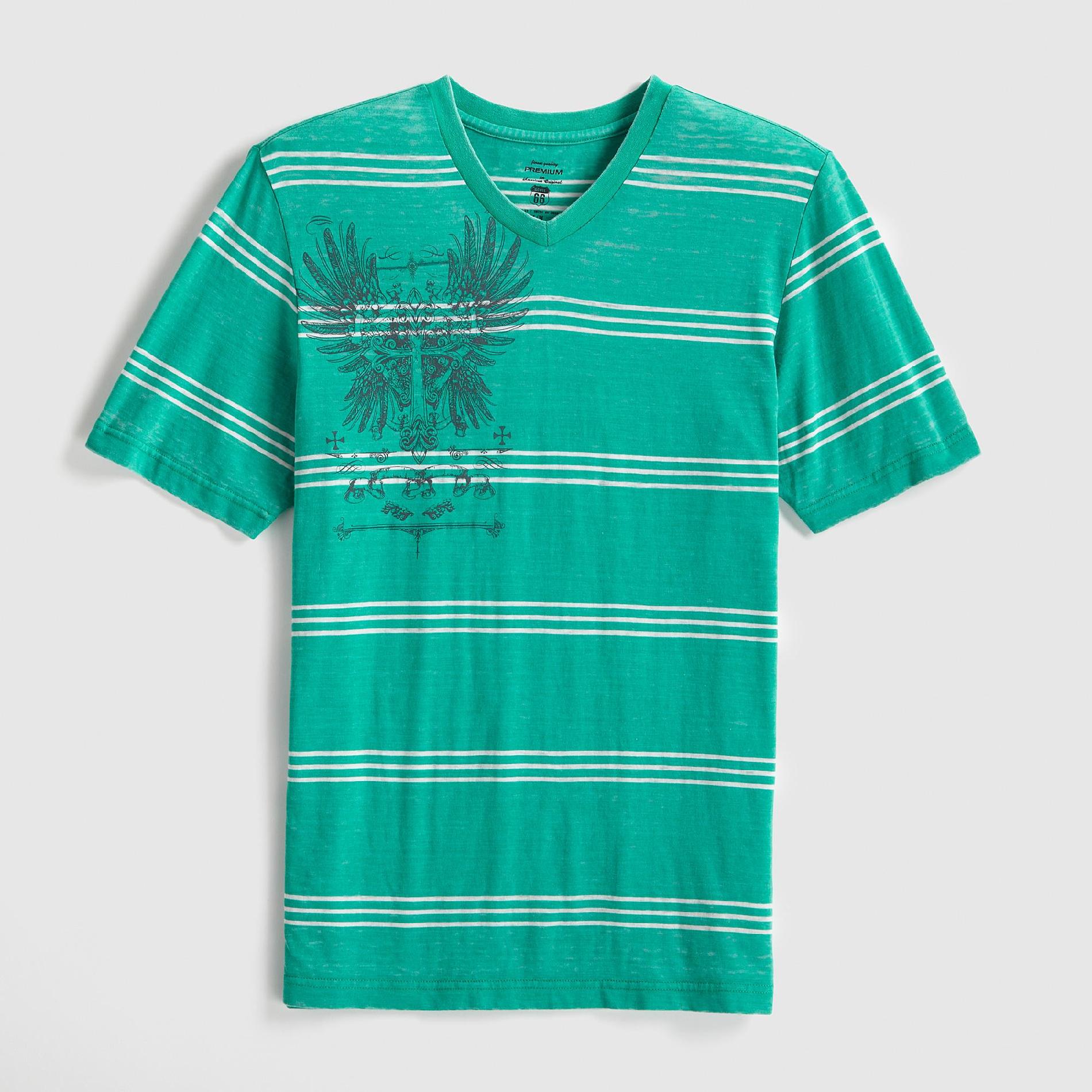 Route 66 Young Men's Burnout T-Shirt - Striped