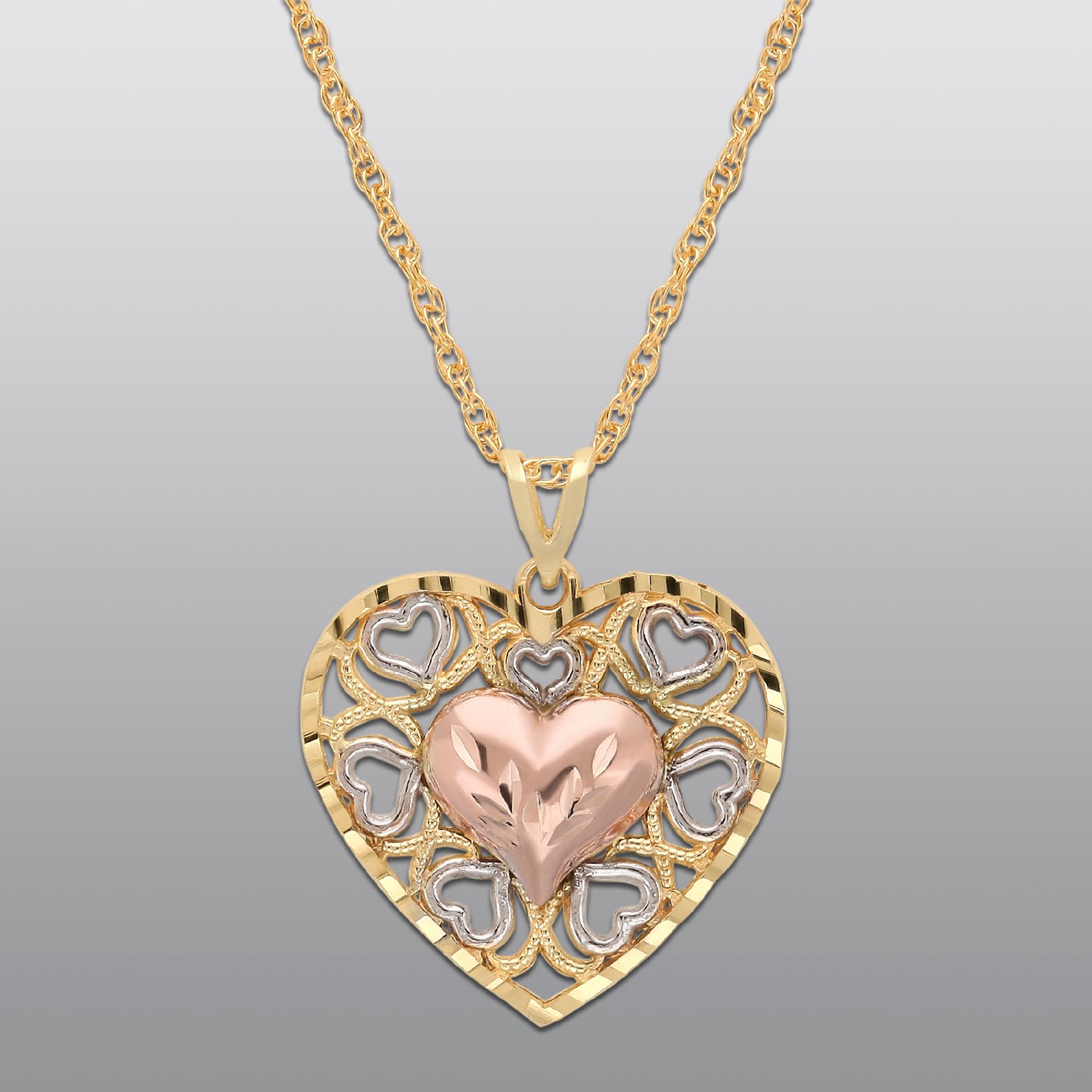 True Gold 10K 3C HEART PENDANT10K3C 18IN HRT GF CH, Yellow True Gold 10K 3C HEART PENDANT10K3C 18IN HRT GF CH, Yellow