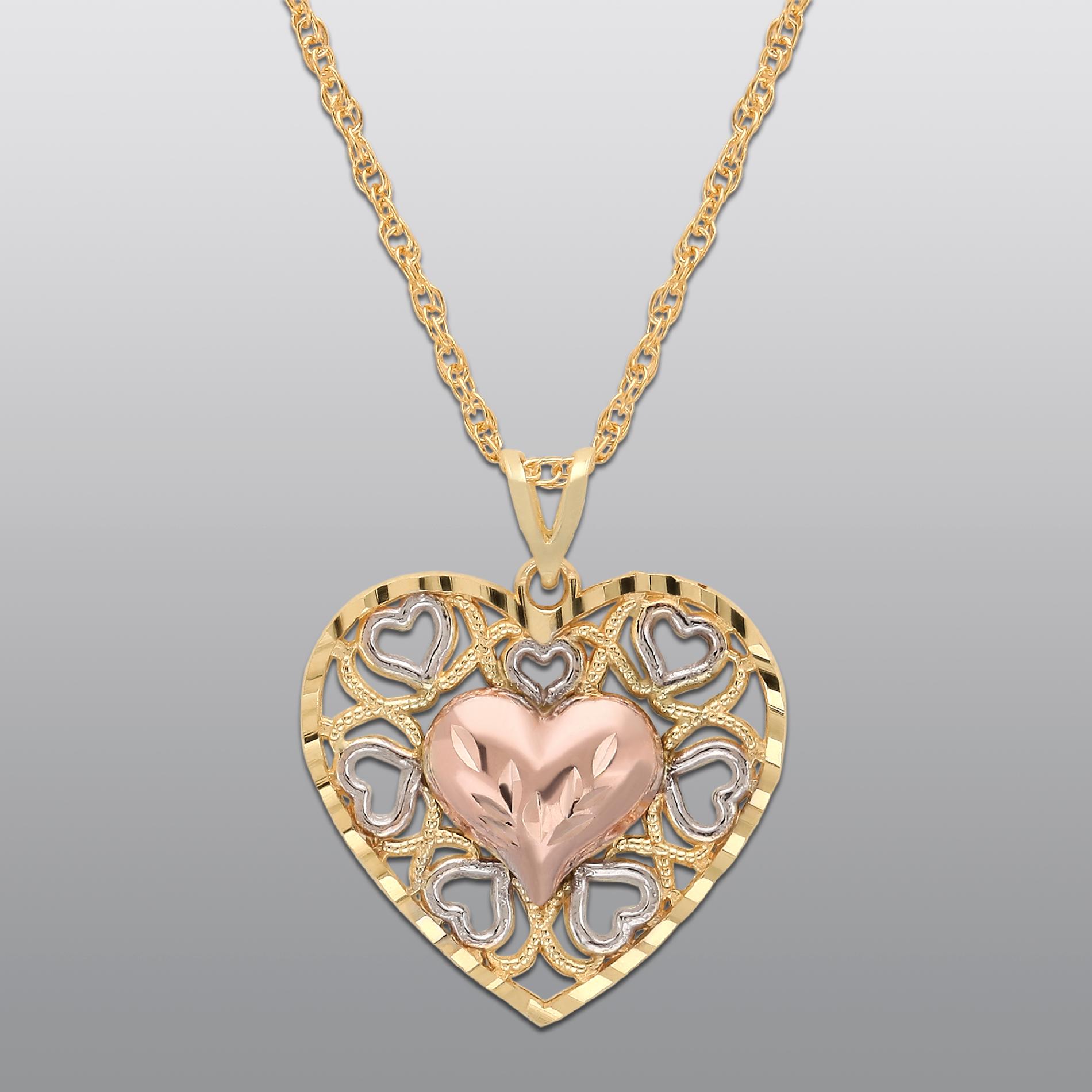 True Gold 10K 3C HEART PENDANT10K3C 18IN HRT GF CH