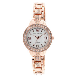 Sofia by Sofia Vergara Ladies' Gold-Tone Link Bracelet Watch w/ White