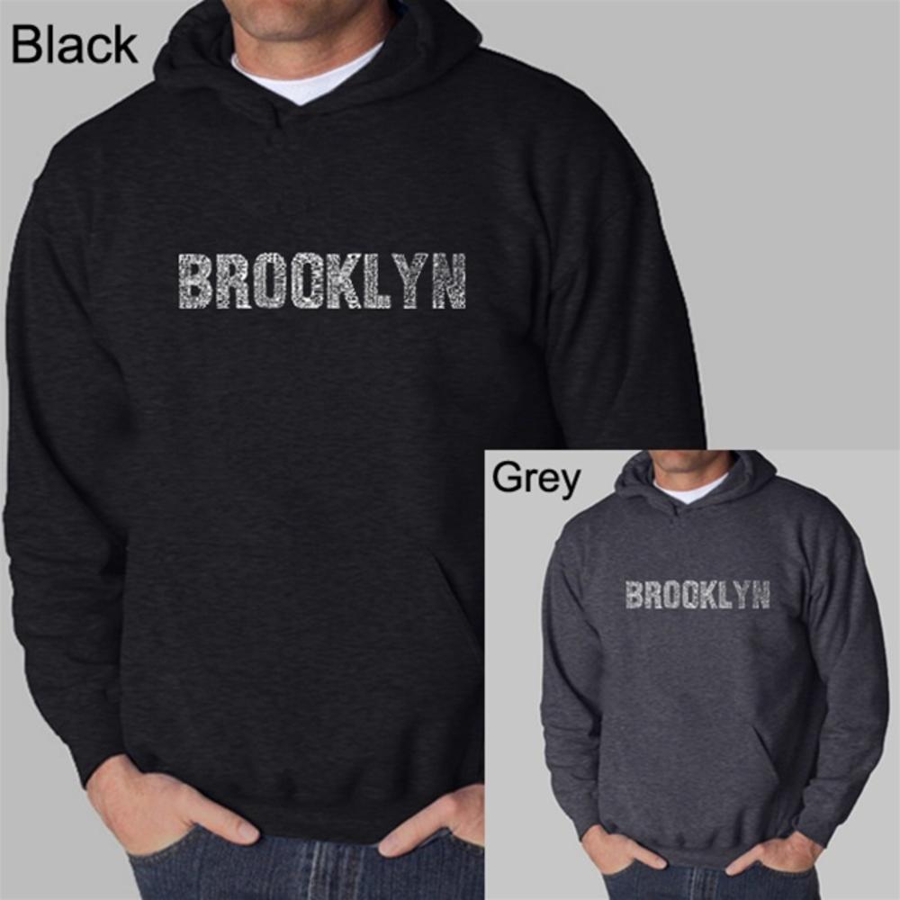 Los Angeles Pop Art Men's Word Art Hooded Sweatshirt - Brooklyn Neighborhoods
