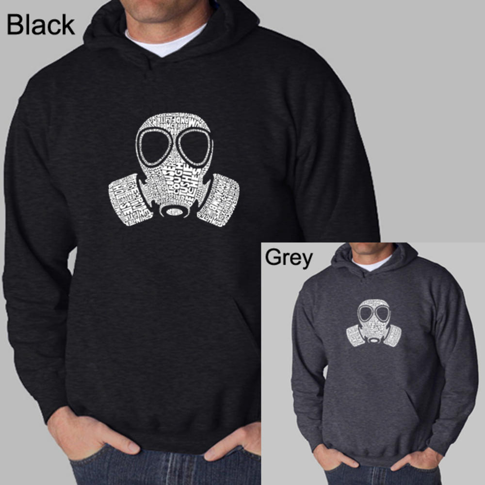 Los Angeles Pop Art Men's Word Art Hooded Sweatshirt - Gas Mask / Fart Names