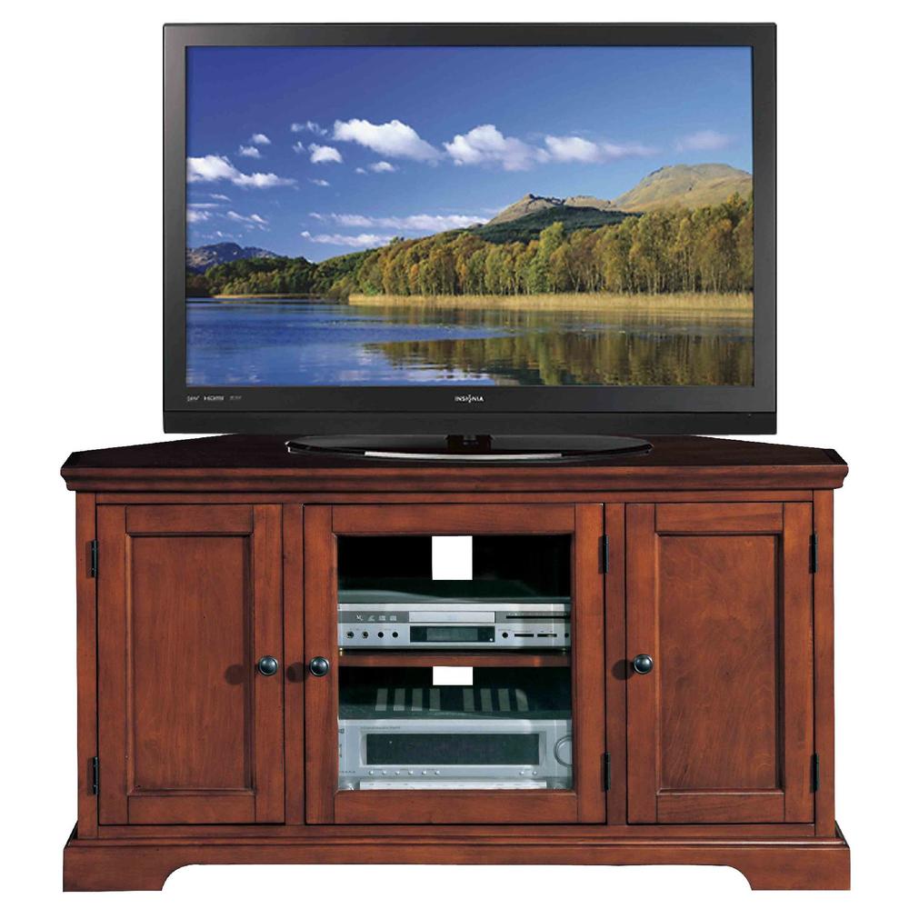 Leick Riley Holliday Westwood  46" Corner TV Stand with Storage - Brown Cherry
