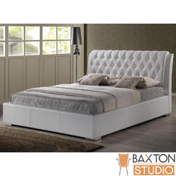 Baxton Studio Bianca White Modern Bed with Tufted Headboard (Queen Size)
