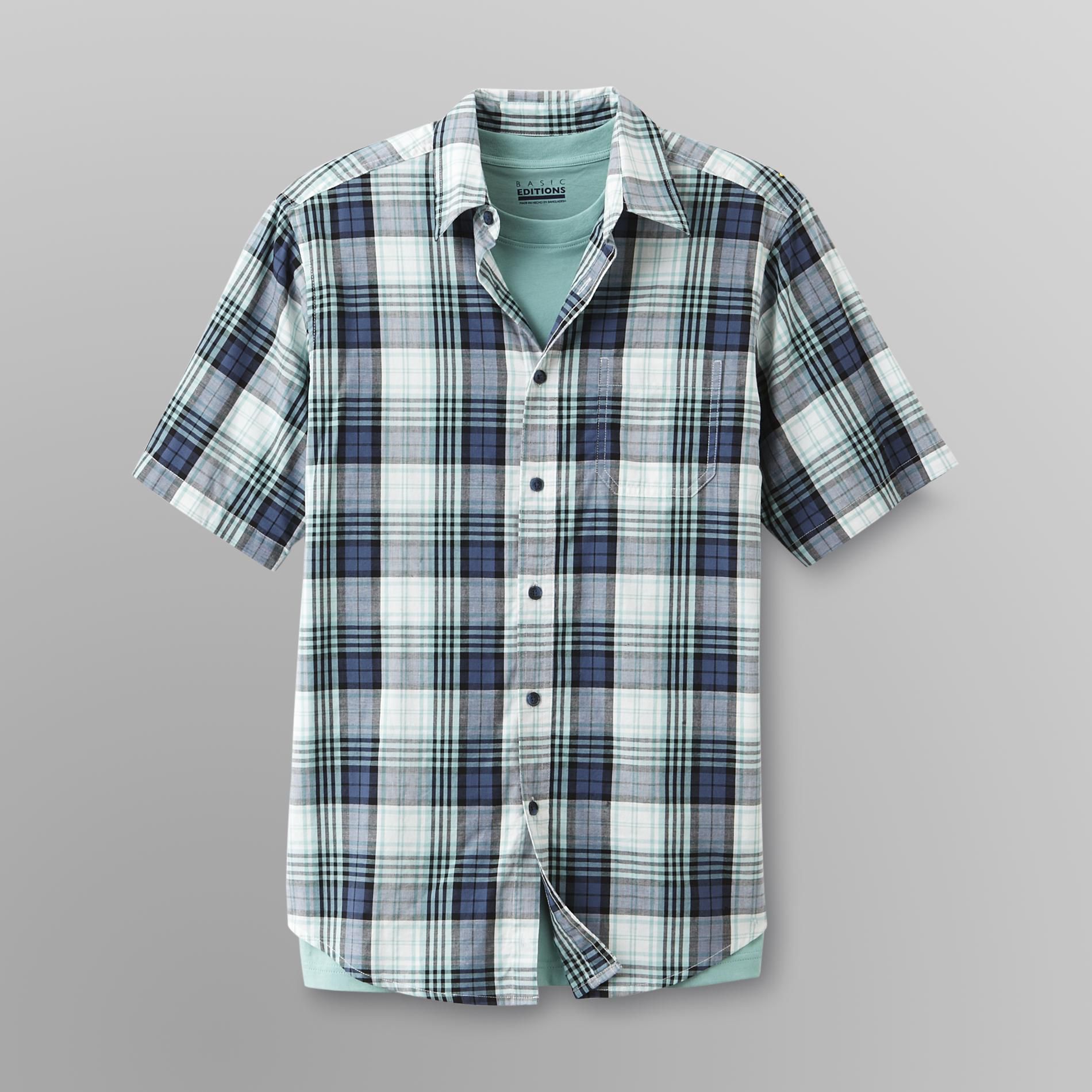Basic Editions Men's Layered Shirt & T-Shirt
