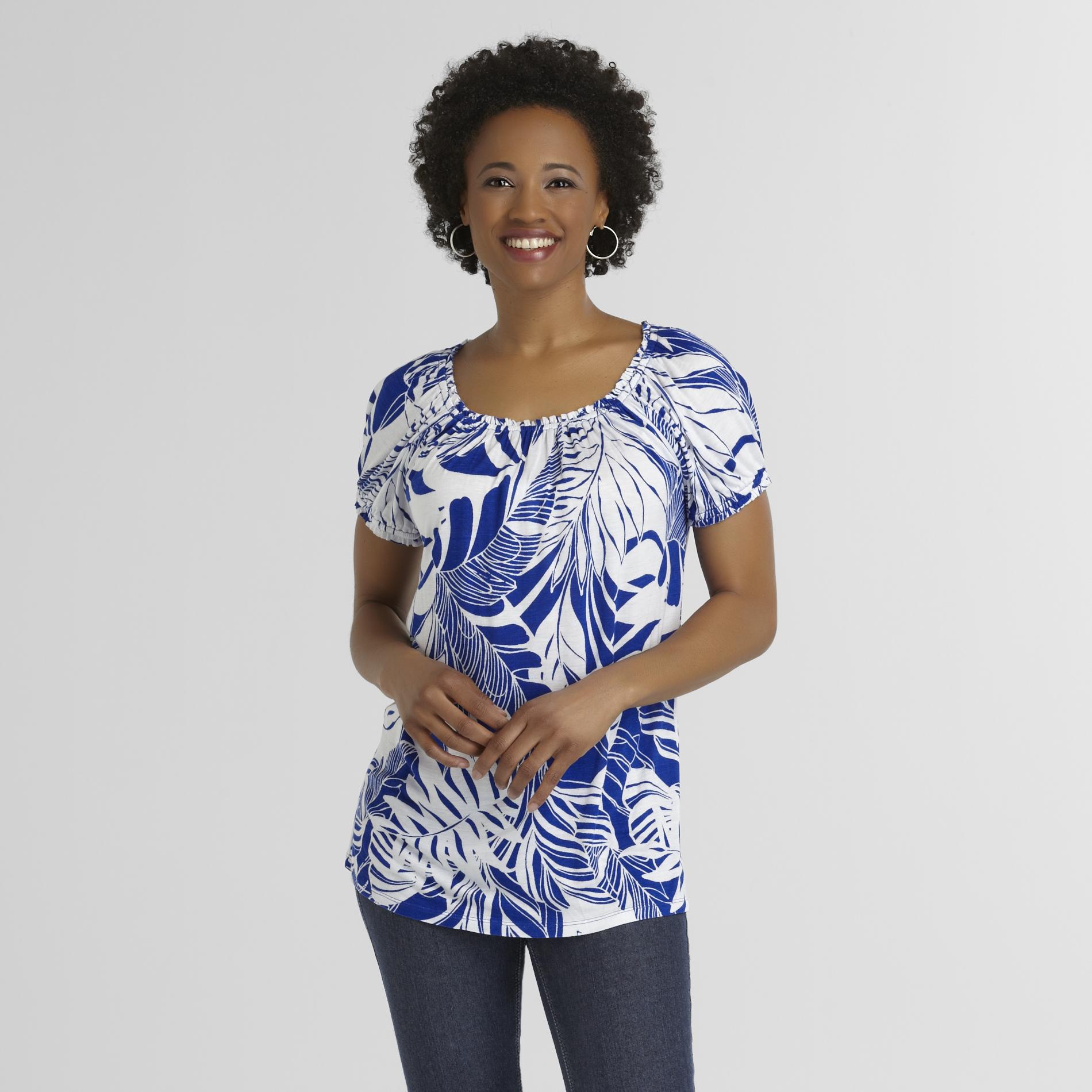Jaclyn Smith Women's Peasant Blouse - Tropical