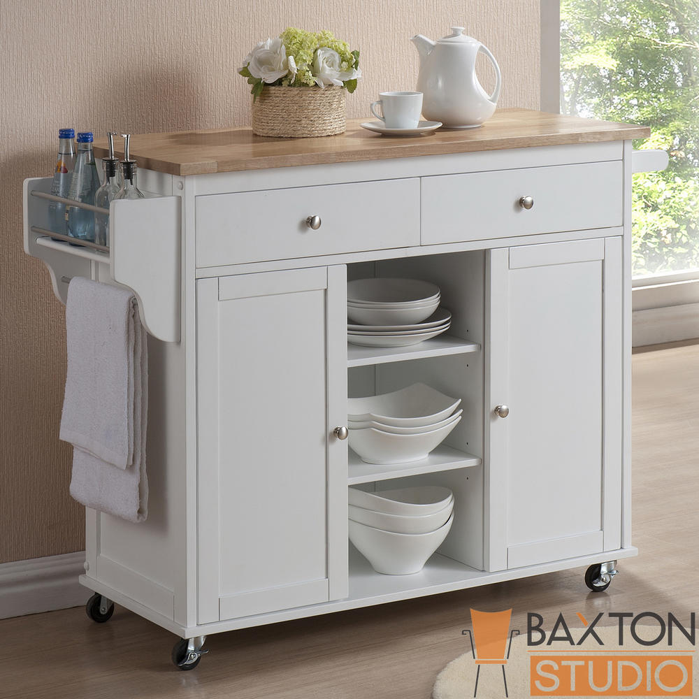 Baxton Studio Maryland White Modern Kitchen Island Cart