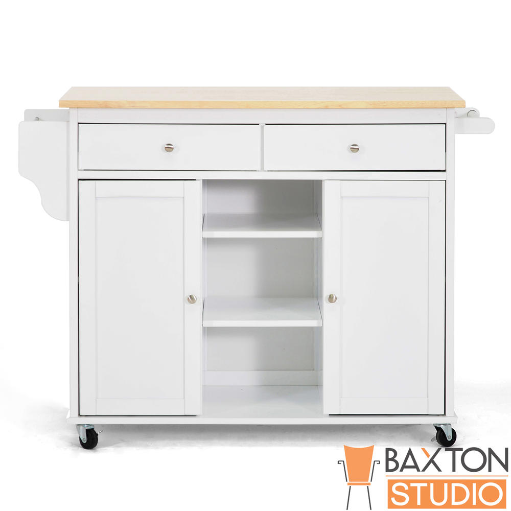 Baxton Studio Maryland White Modern Kitchen Island Cart