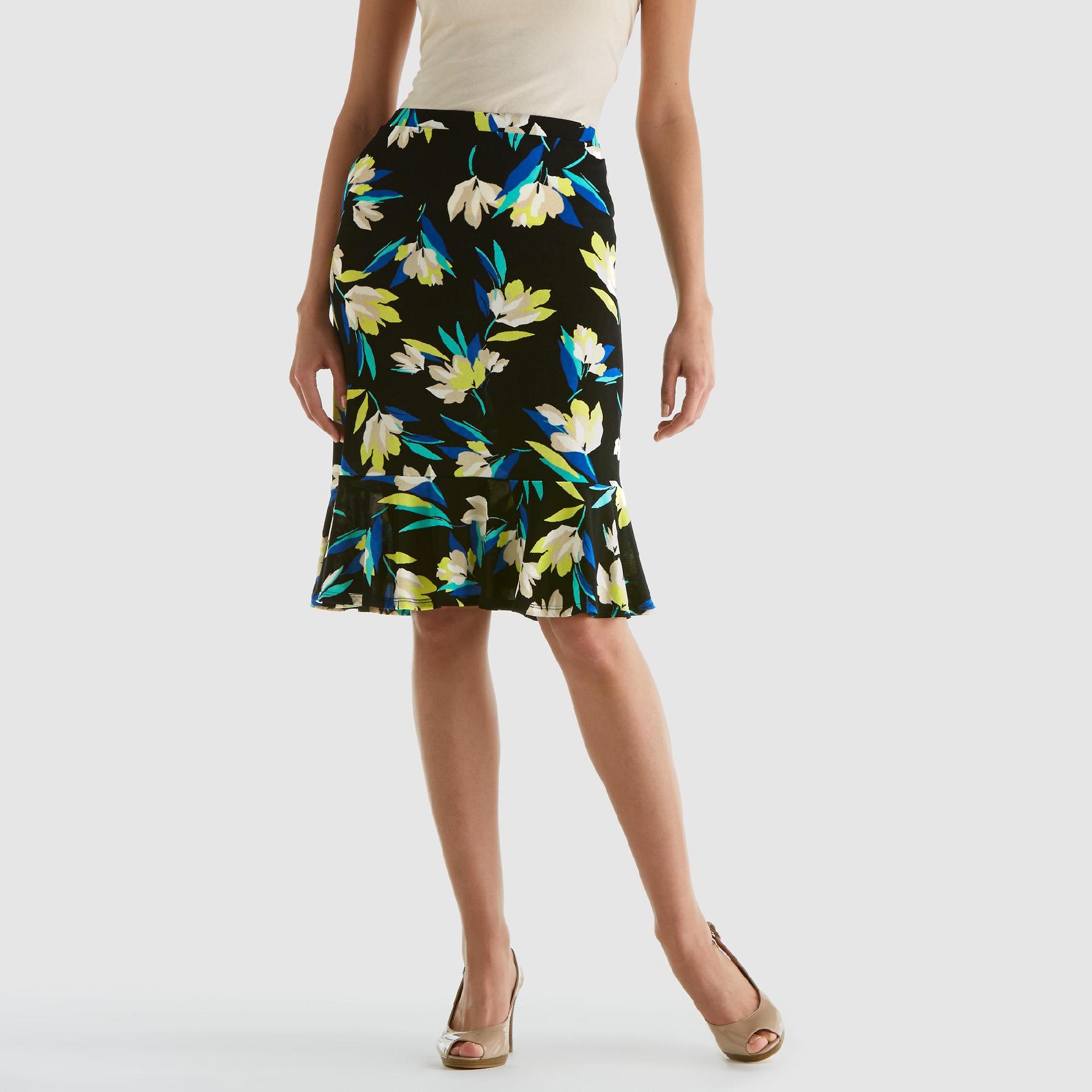 Jaclyn Smith Women's Flounce Hem Skirt - Floral