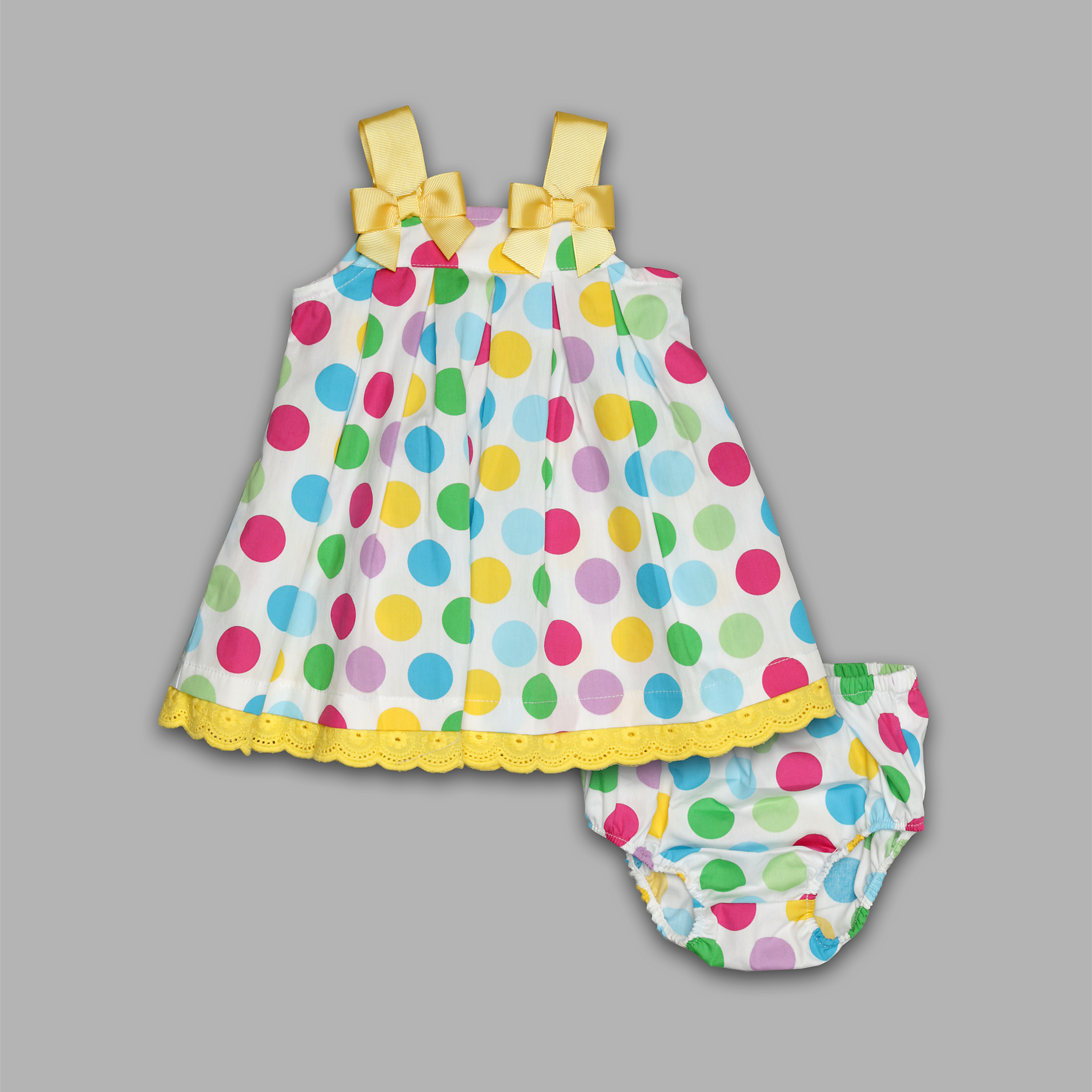 Blueberi Boulevard Infant and Toddler Girl's Polka Dot Bow Shoulder Sundress