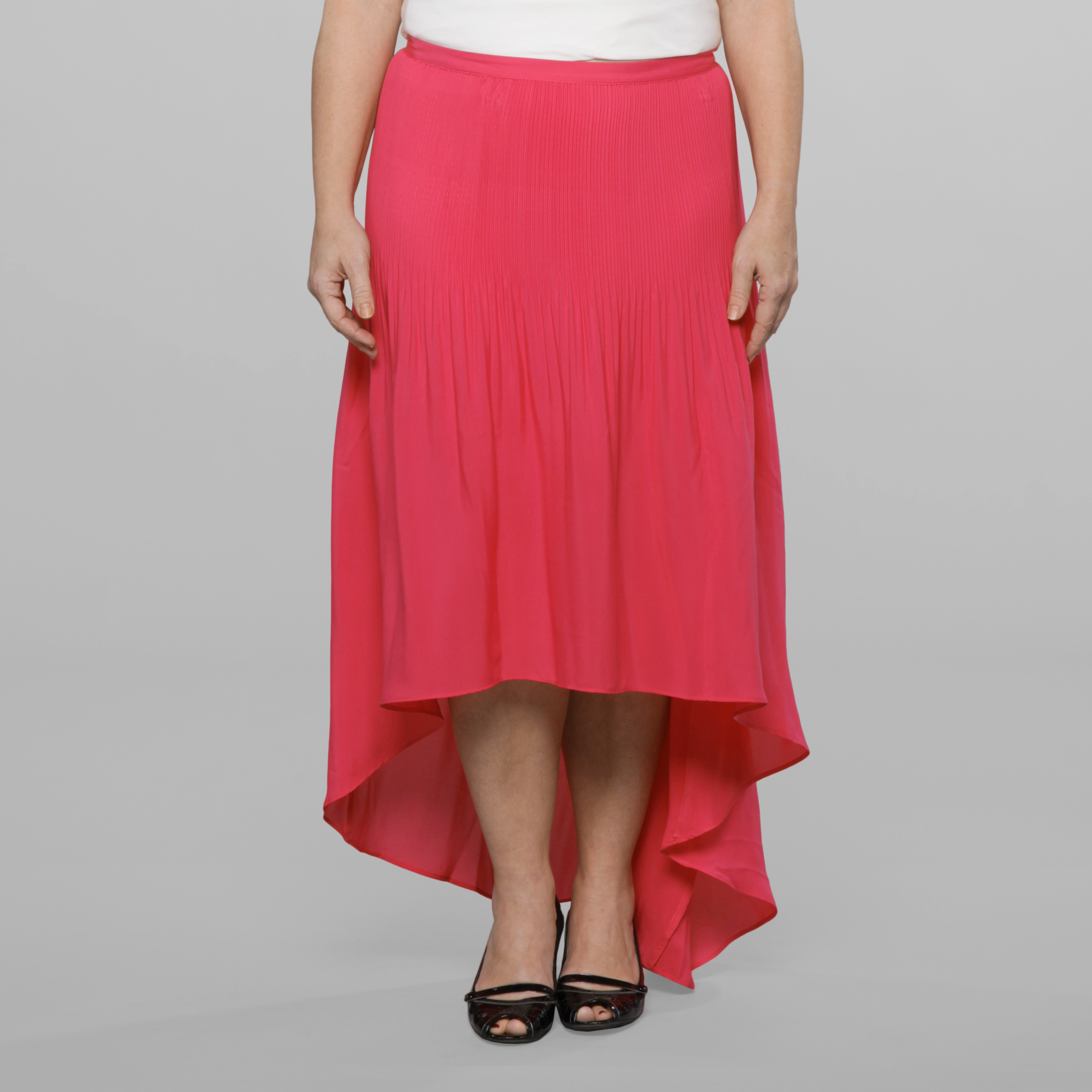 Love Your Style, Love Your Size Women's Plus Pleat and Release Hi Low Skirt