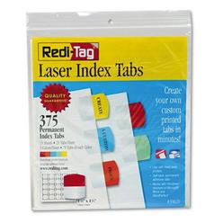 Redi-Tag Laser Printable Index Tabs, Permanent Adhesive, 1-18 x 1-14 Inches, Bulk Packed, 375 Tabs Per Pack, Assorted colors (39
