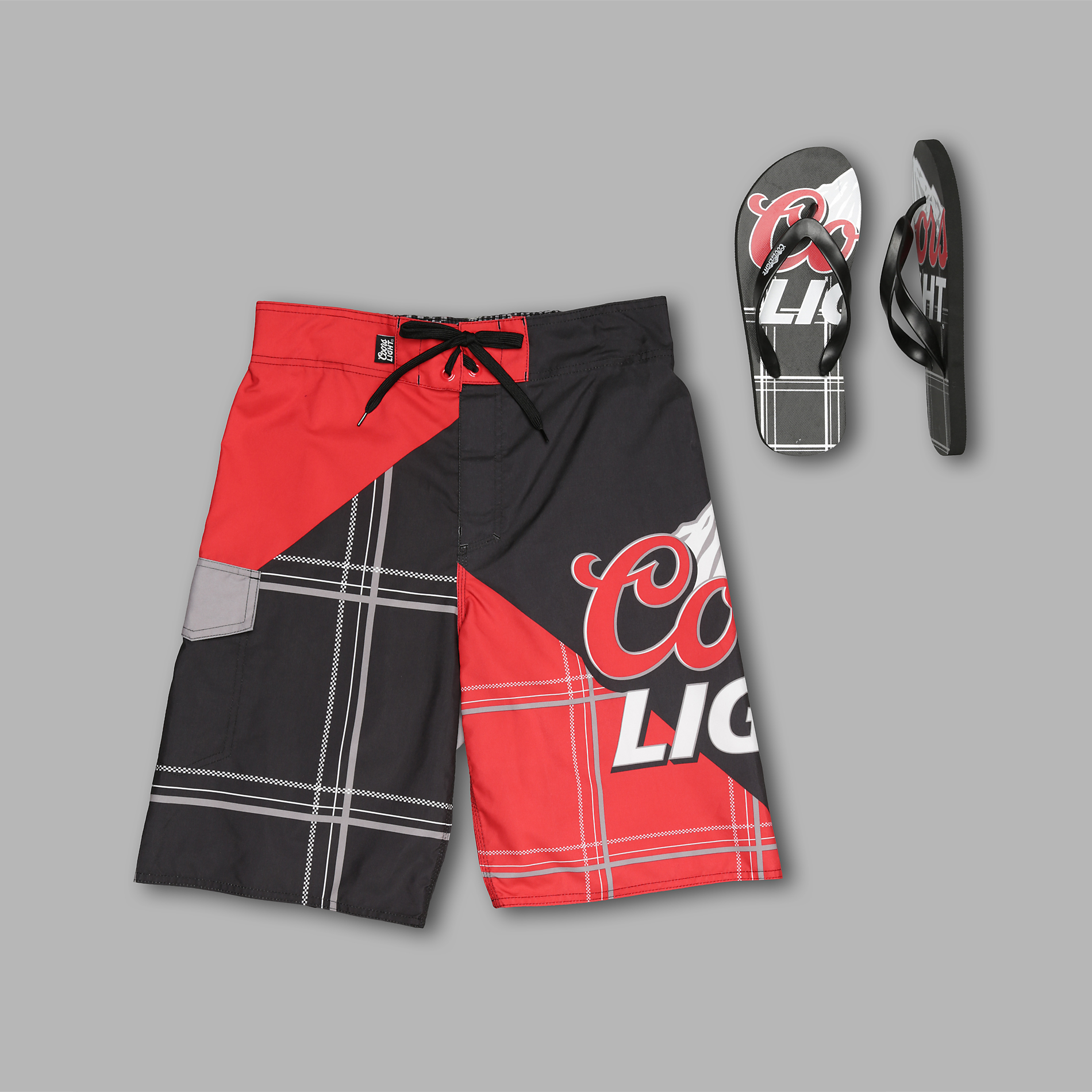 Coors Light Men's Logo Print Board Shorts with Flipflops