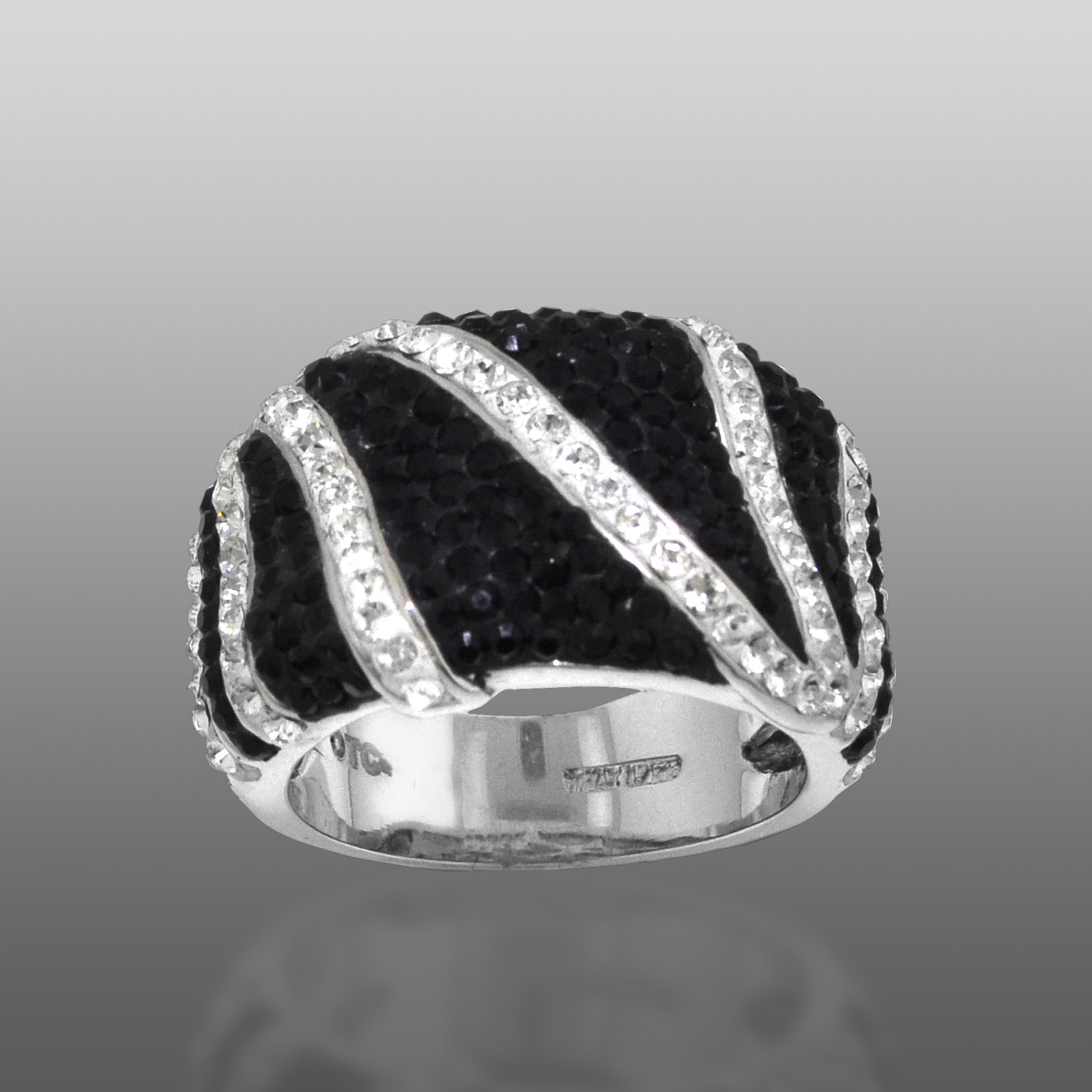 Shades Of Elegance Platinum Over Bronze Black & White Zebra Ring