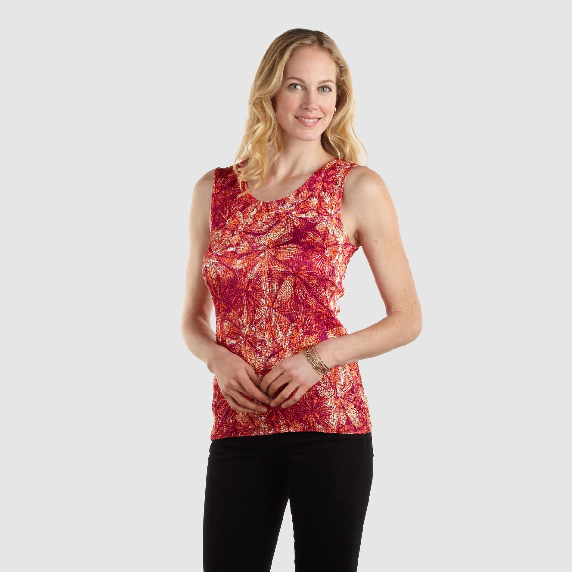 Jaclyn Smith Women's Pleated Tank Top - Floral