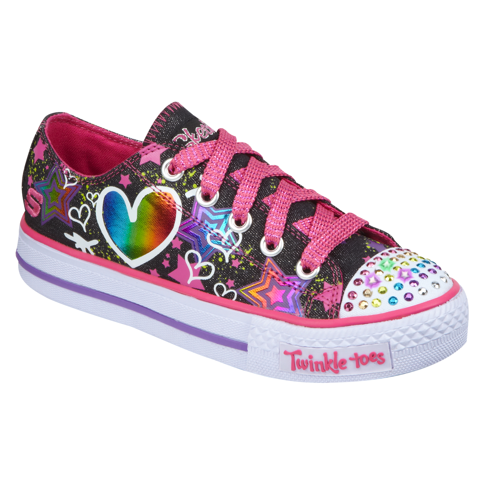 Skechers Girl's Sneaker Super Style- Black/Pink