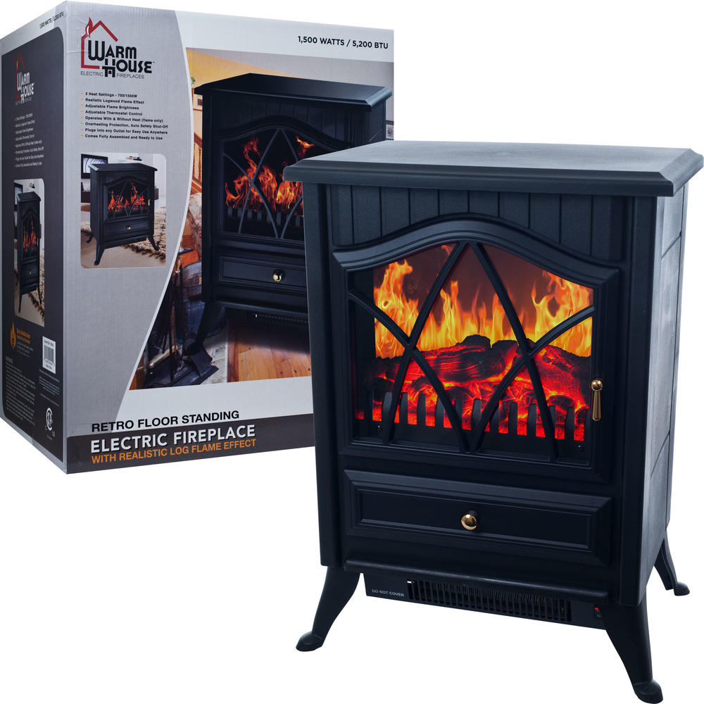 Warm House 80-40608 Retro Floor Standing Electric Fireplace