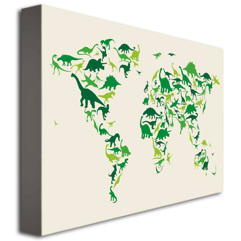 Trademark Global Michael Tompsett 'Dinosaur World Map' Canvas Art