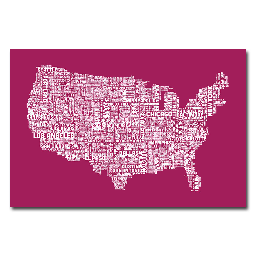 Trademark Global Michael Tompsett 'US City Map X' Canvas Art