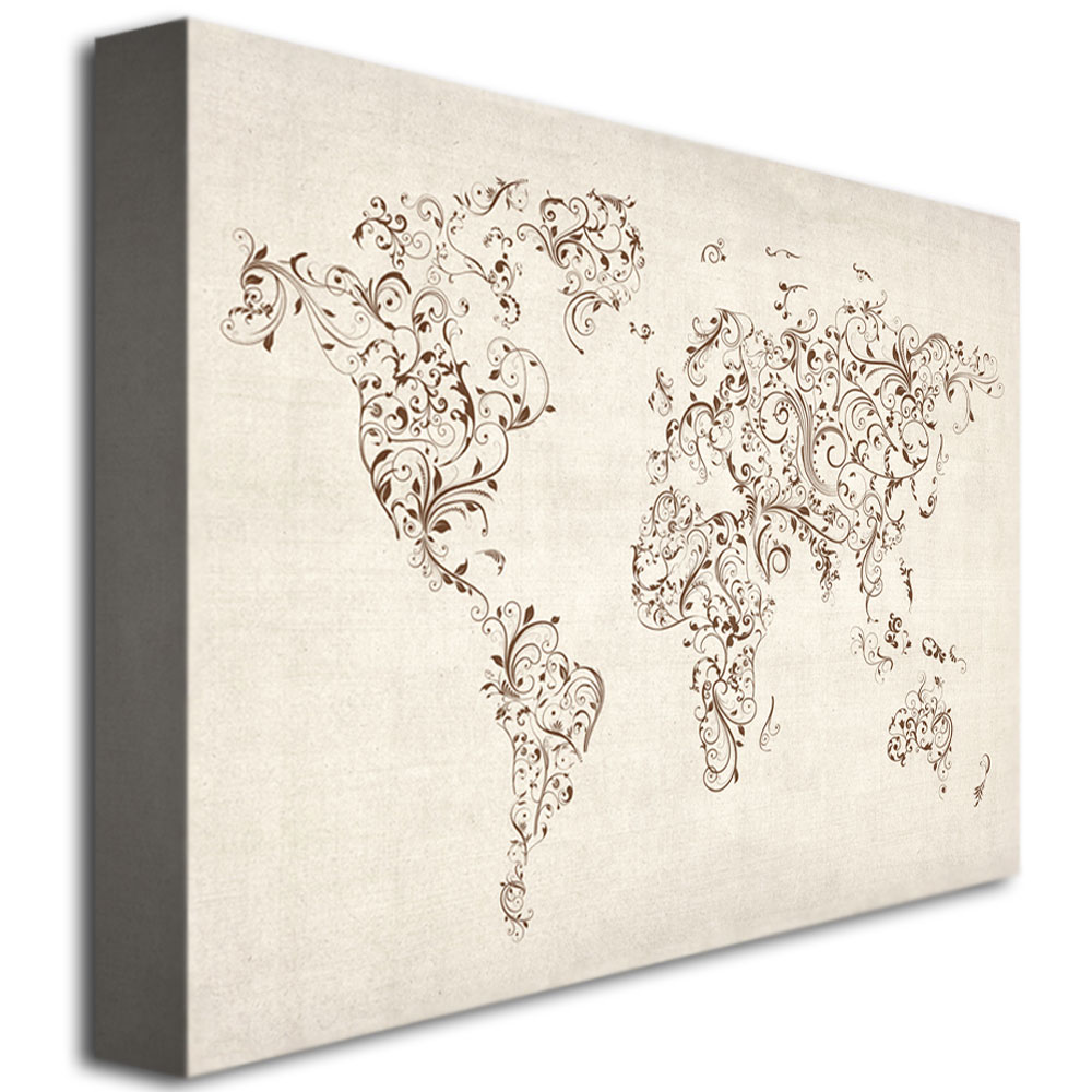 Trademark Global Michael Tompsett 'World Map - Swirls' Canvas Art