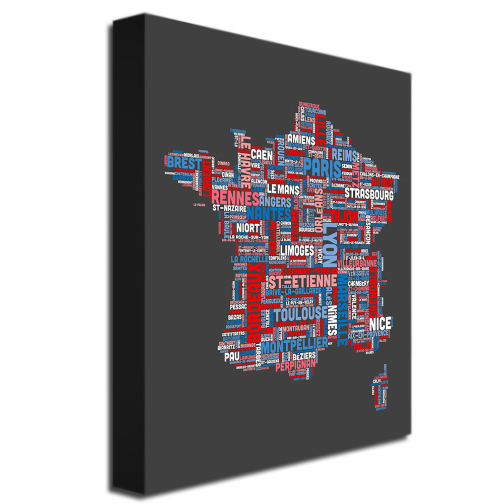 Trademark Global Michael Tompsett 'France City Text Map' Canvas Art