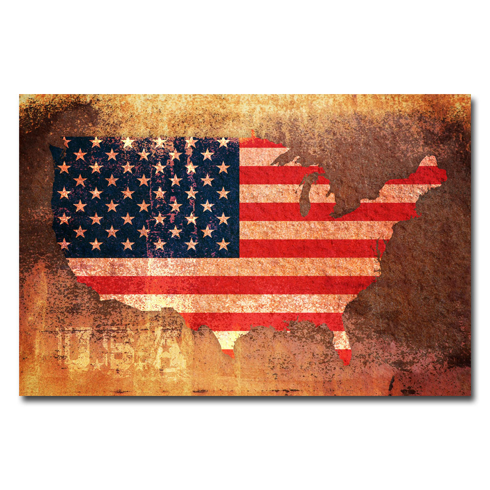 Trademark Global Michael Tompsett 'US Flag Map' Canvas Art