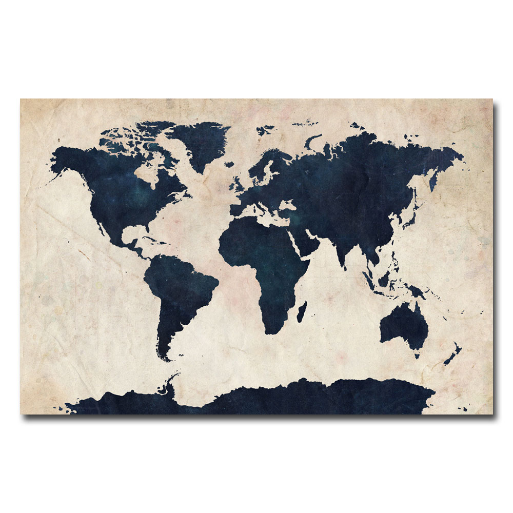 Trademark Global Michael Tompsett 'World Map - Navy' Canvas Art