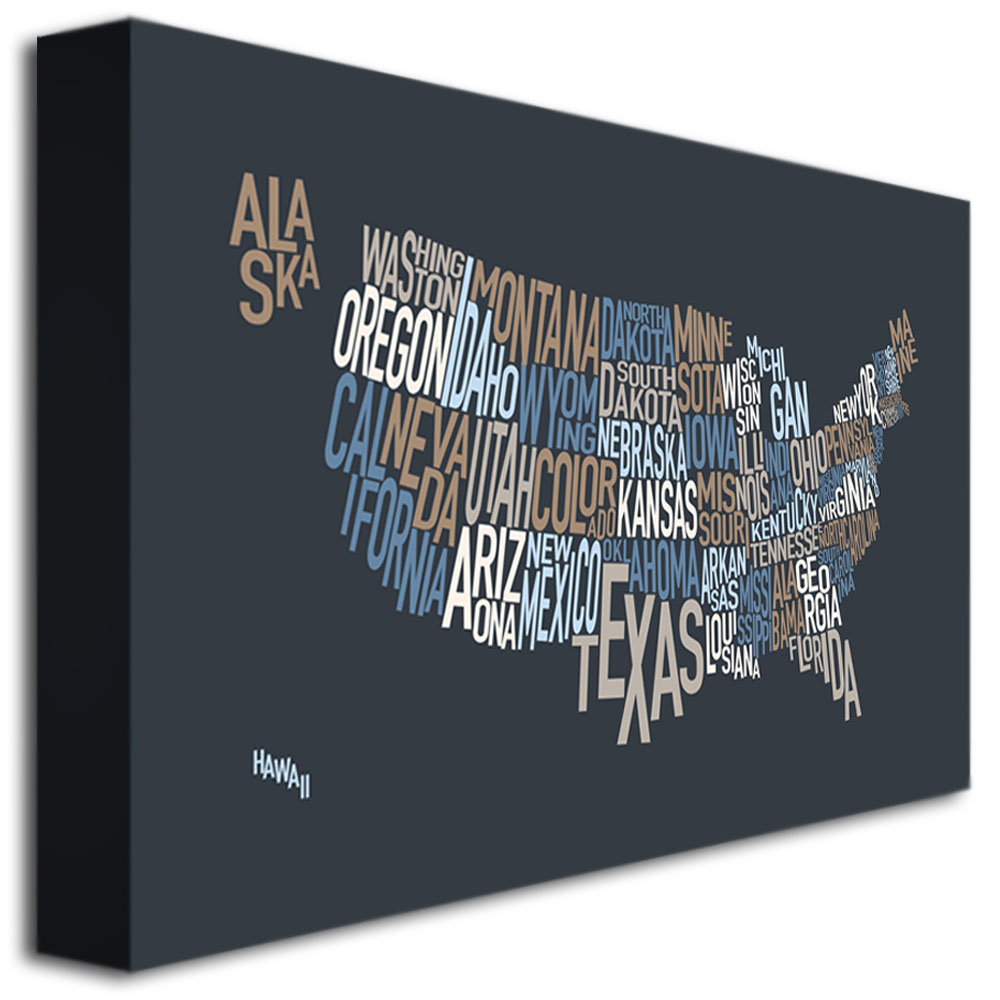 Trademark Global Michael Tompsett 'United States Text Map' Canvas Art