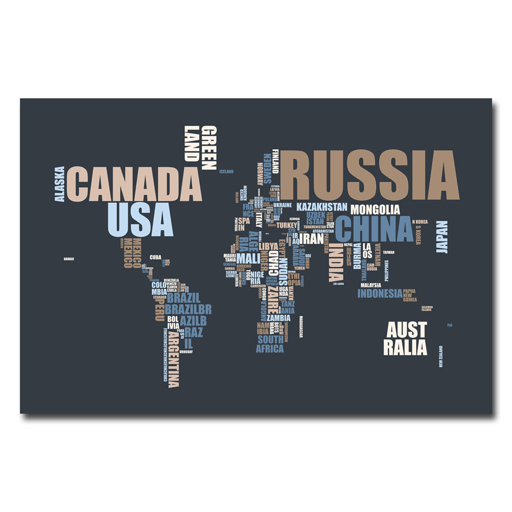 Trademark Global Michael Tompsett 'World Text Map' Canvas Art