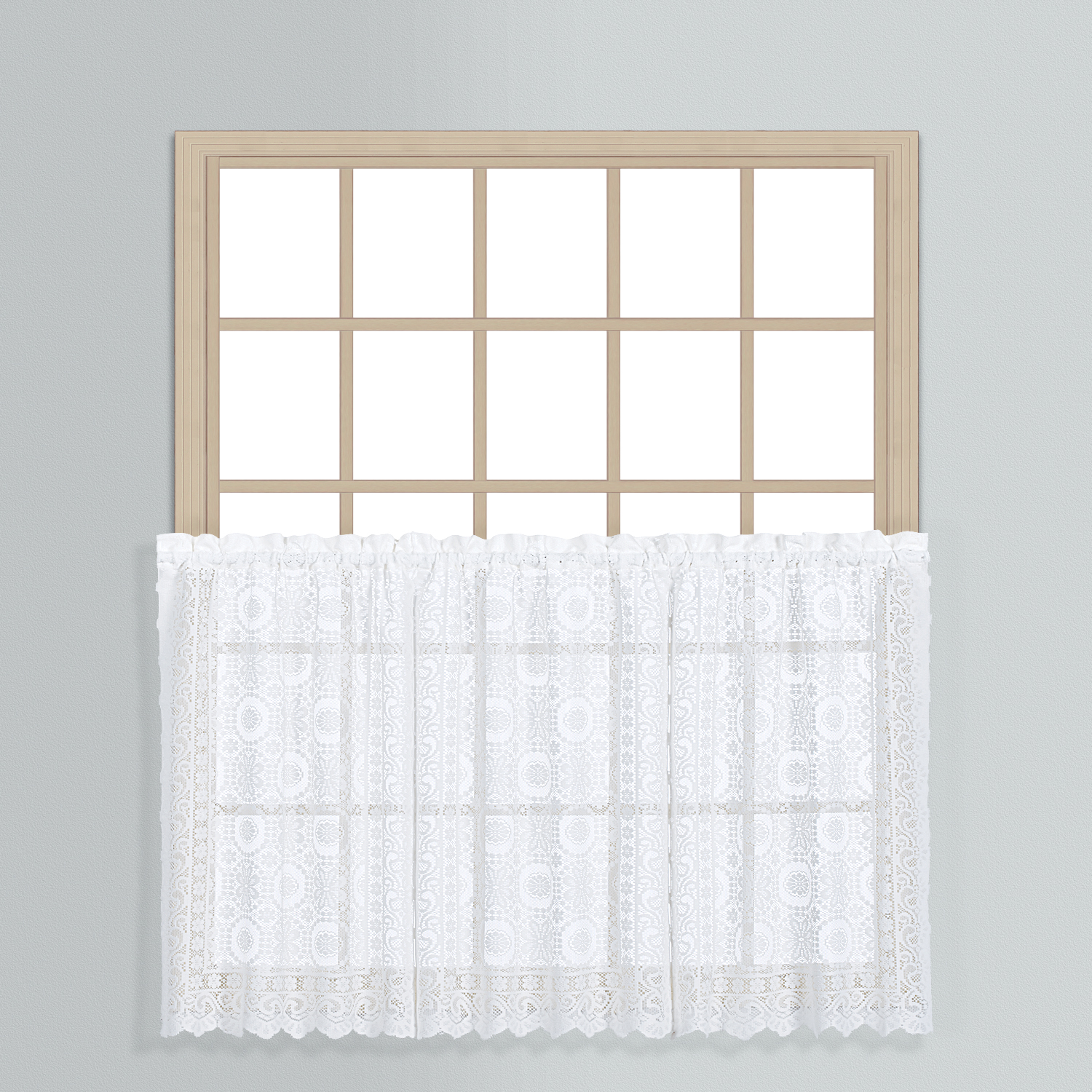 United Curtain Company New Rochelle lovely lacy 56" x 24" Window Tier