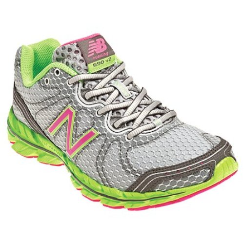 New Balance Women's 590V2 Running Athletic Shoe - Silver/Lime/Pink