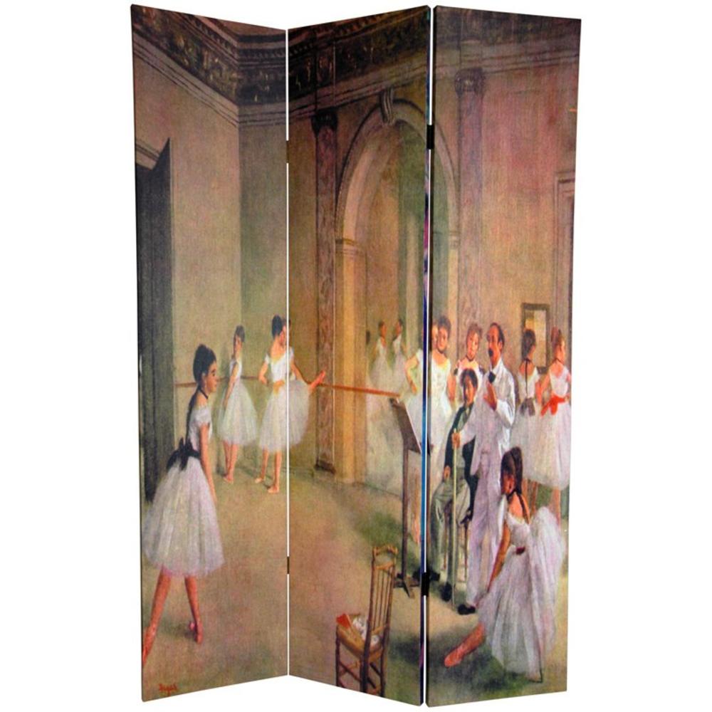 Oriental Furniture 6 ft. Tall Double Sided Works of Degas Canvas Room Divider - Dancers - 3 Panel