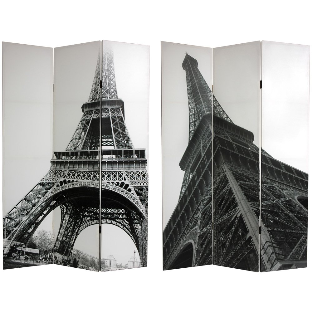 Oriental Furniture 6 ft. Tall Double Sided Eiffel Tower Canvas Room Divider - 3 Panel