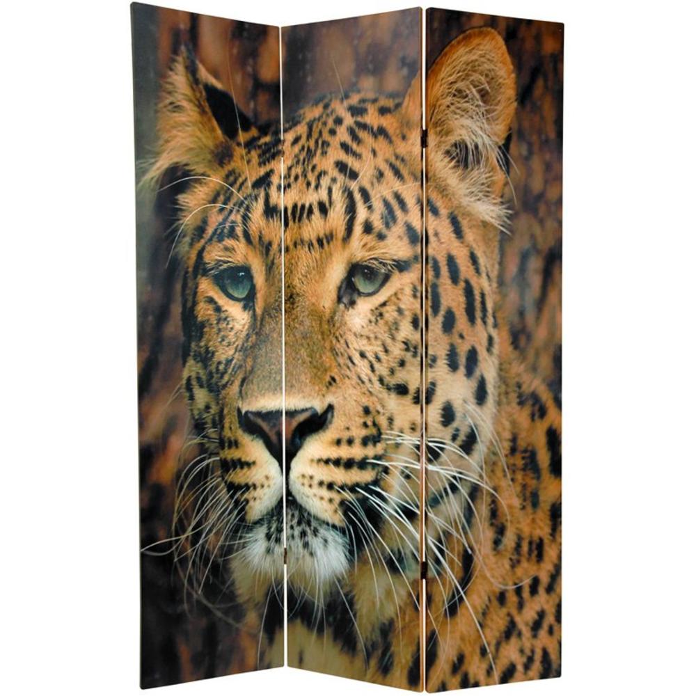 Oriental Furniture 6 ft. Tall Double Sided Leopard Canvas Room Divider